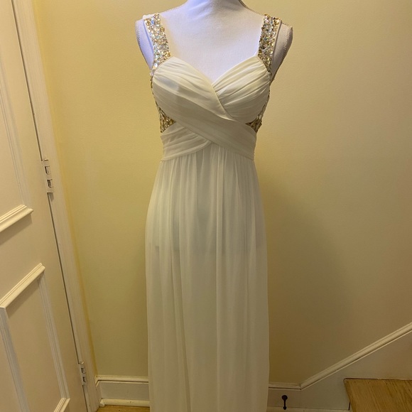 White Dress with Jewel Detail - Picture 1 of 6